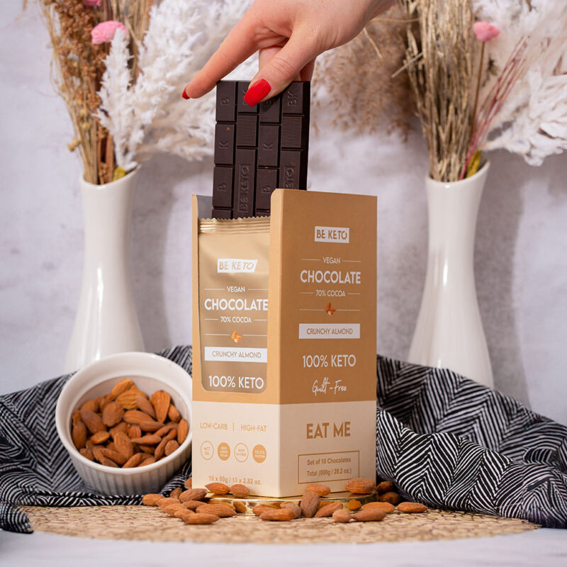 Vegan Keto Chocolate + MCT Oil - Crunchy Almond 80g