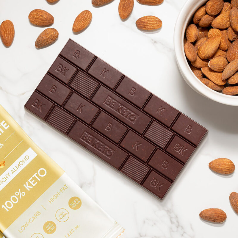 Vegan Keto Chocolate + MCT Oil - Crunchy Almond 80g