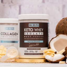 BeKeto Keto Whey Tropical Coconut White Chocolate 300g Composition Keto Whey Isolate + MCT - Coconut & White Chocolate 300g