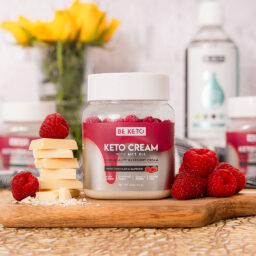 BeKeto Keto Cream White Chocolate Raspberry Composition Keto Cream – White Chocolate & Raspberry 250g