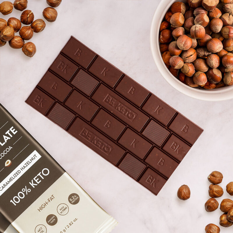 Vegan Keto Chocolate + MCT Oil - Caramelized Hazelnut 80g