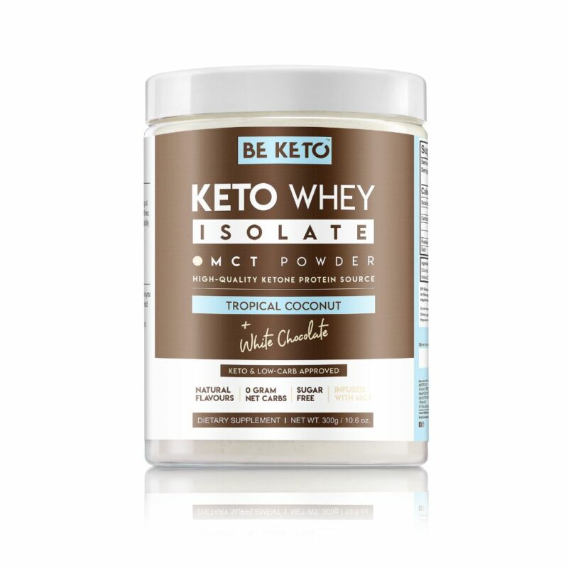 Packshot_Keto-Whey-Isolat-MCT-Kokosnuss-Weisse-Schokolade-.jpg Keto Whey Isolate + MCT - Coconut & White Chocolate 300g