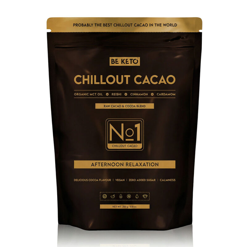 Chillout-Cacao.jpg Ceremonial Cacao – Chillout (MCT Oil & Reishi) – Cinnamon & Cardamom 250g