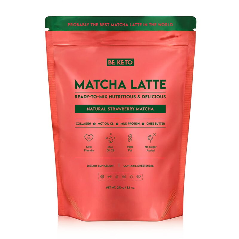 Keto Matcha Latte (MCT C8 Oil & Collagen & Ghee) – Natural Strawberry 250g