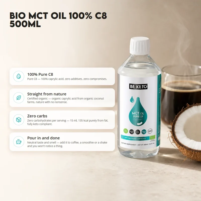 Organic MCT Oil 100% C8 500ml – Benefit Organic MCT Oil 100% C8 500ml