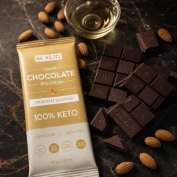 Vegan Keto Chocolate + MCT Oil – Crunchy Almond 80g