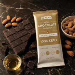 Vegan Keto Chocolate + MCT Oil – Crunchy Almond 80g
