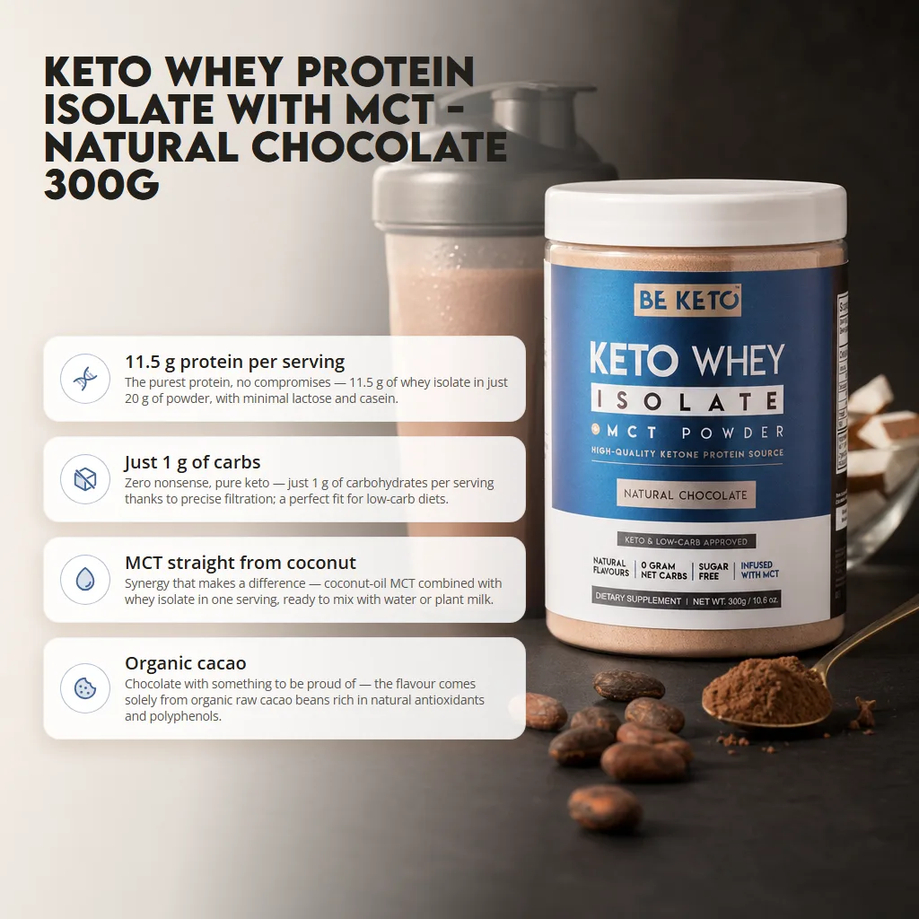 Keto Whey Isolate + MCT – Natural Chocolate 300g