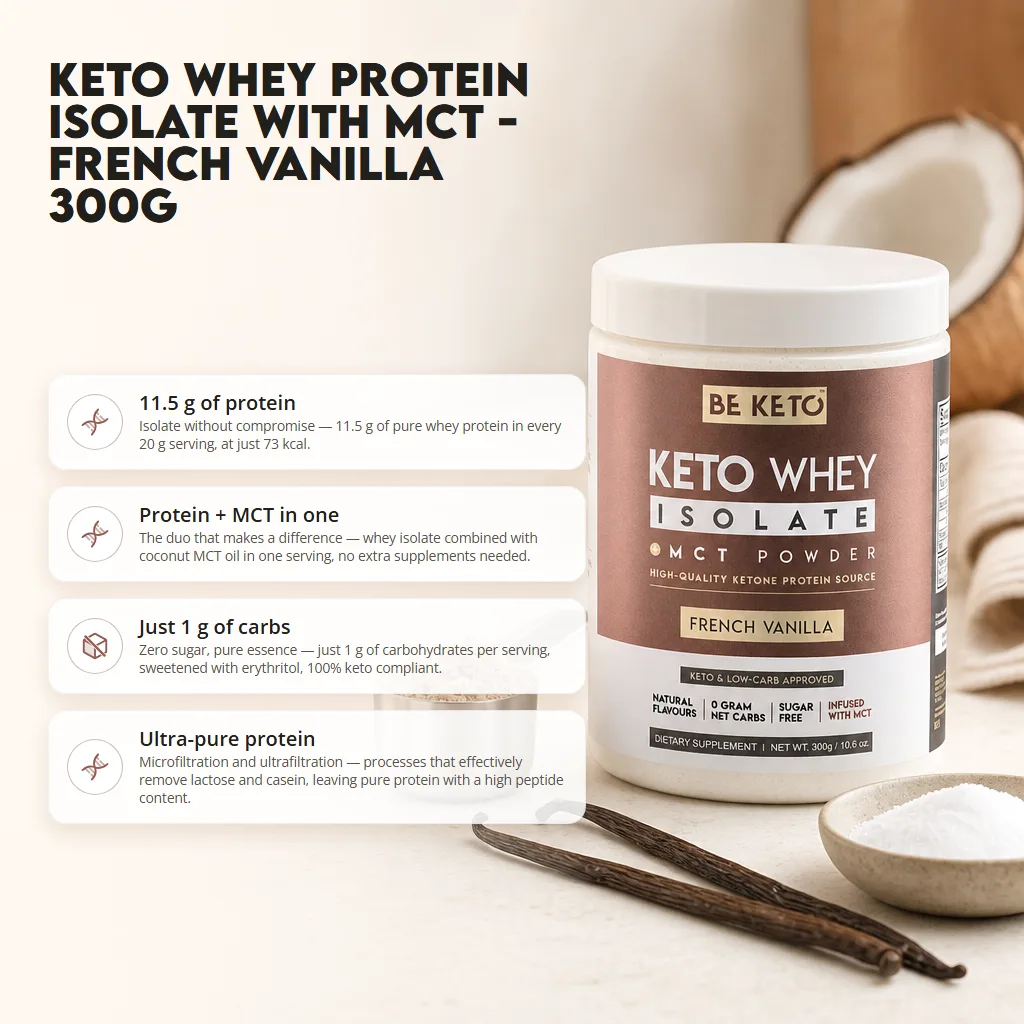 Keto Whey Isolate + MCT – French Vanilla 300g