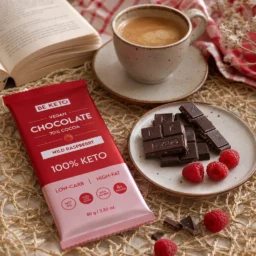 Vegan Keto Chocolate + MCT Oil – Wild Raspberry 80g