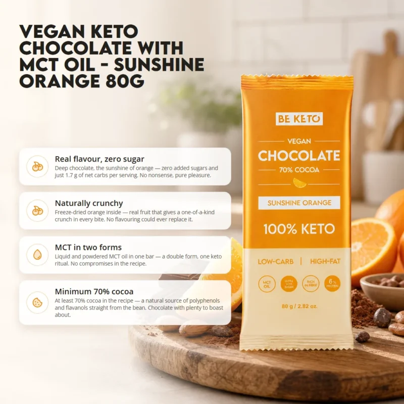 Vegan Keto Chocolate + MCT Oil – Sunshine Orange 80g