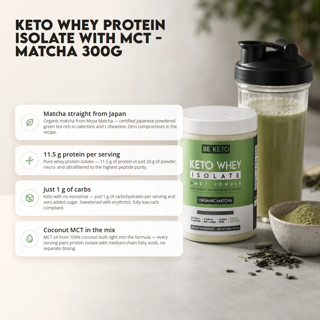 Keto Whey Isolate + MCT – Organic Matcha 300g