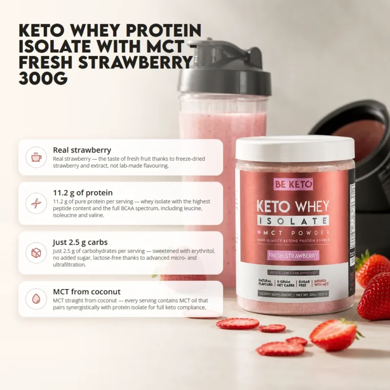 Keto Whey Isolate + MCT – Fresh Strawberry 300g