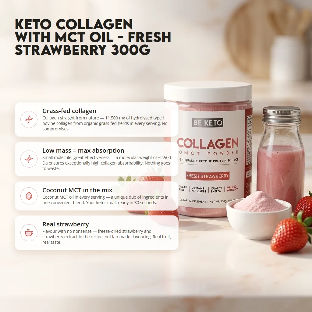 Keto Collagen + MCT Oil – Fresh Strawberry 300g