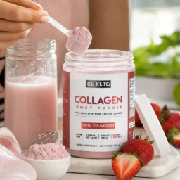 Keto Collagen + MCT Oil – Fresh Strawberry 300g – Lifestyle 1 Keto Collagen + MCT Oil – Fresh Strawberry 300g