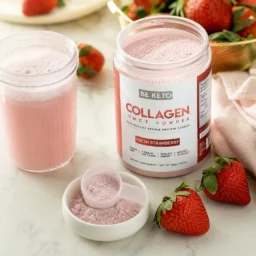 Keto Collagen + MCT Oil – Fresh Strawberry 300g – Lifestyle 2 Keto Collagen + MCT Oil – Fresh Strawberry 300g