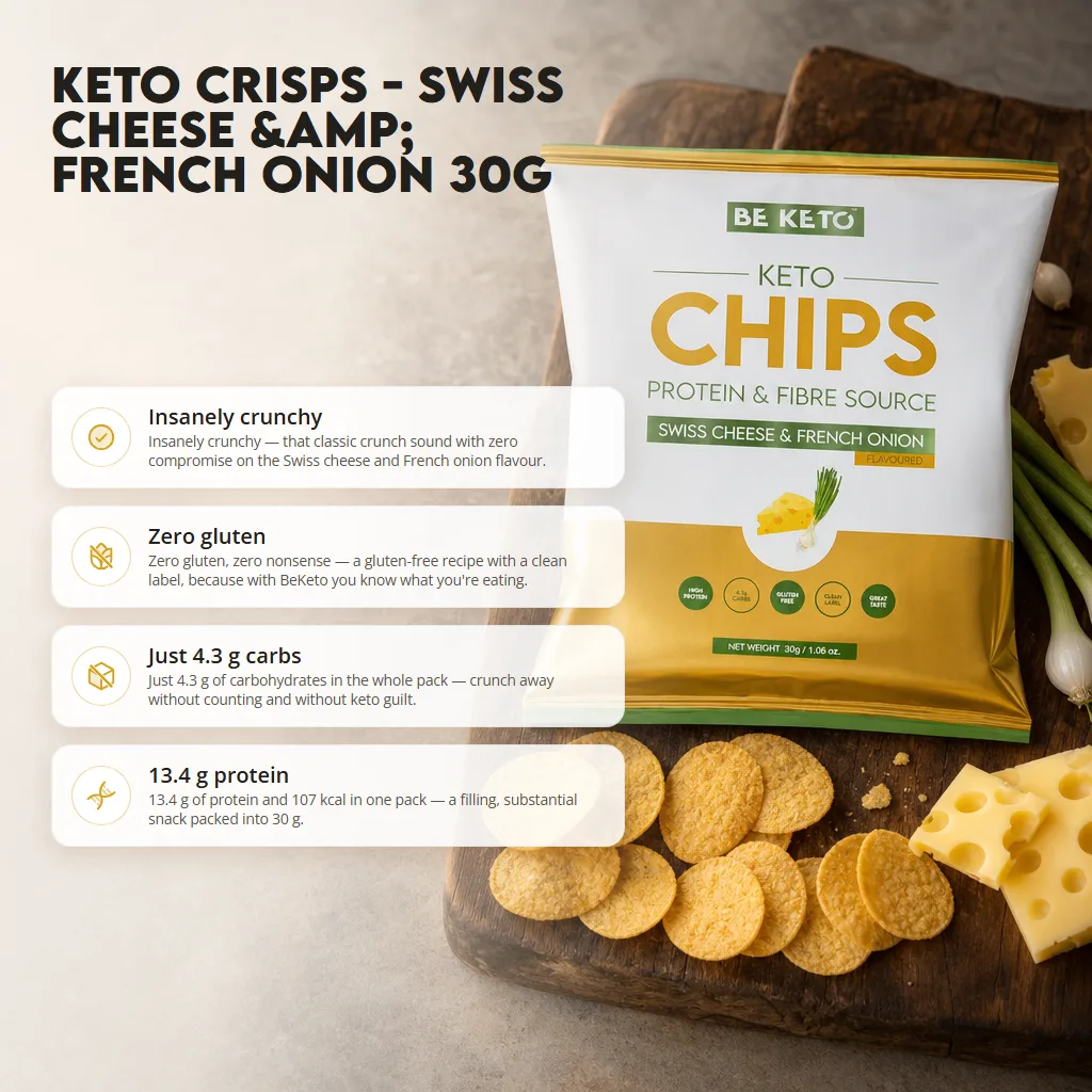 Keto Chips – Swiss Cheese & French Onion 30g