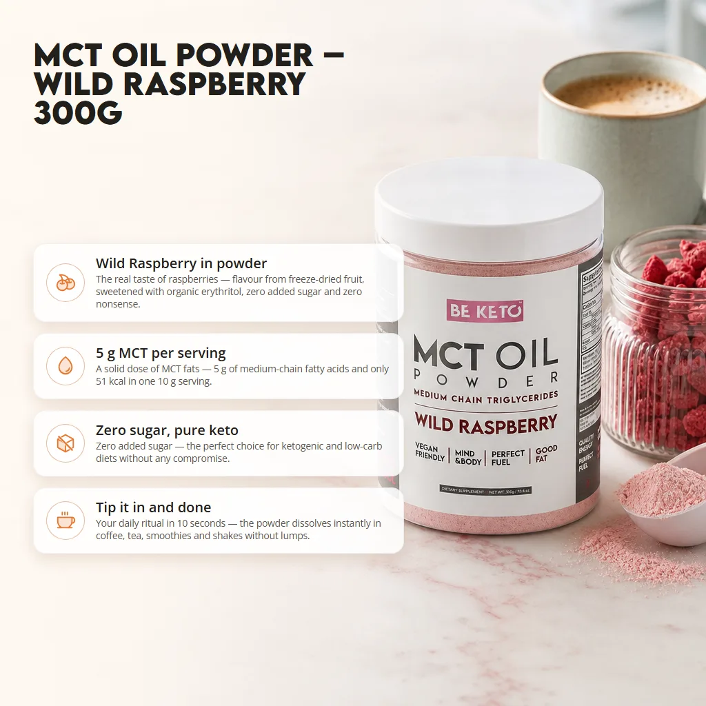 MCT Oil Powder – Wild Raspberry 300g