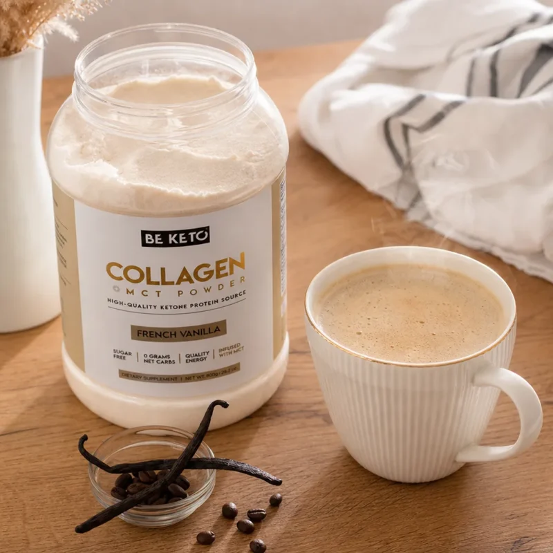 Keto Collagen + MCT Oil – French Vanilla 800g – Lifestyle 1 Keto Collagen + MCT Oil – French Vanilla 800g