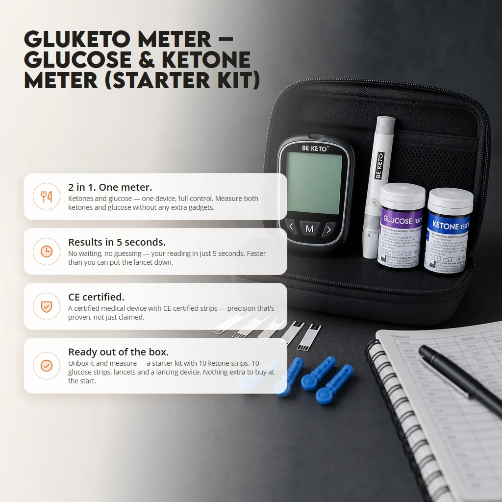 GluKeto Meter – Blood Glucose & Ketone Meter (Starter Pack)