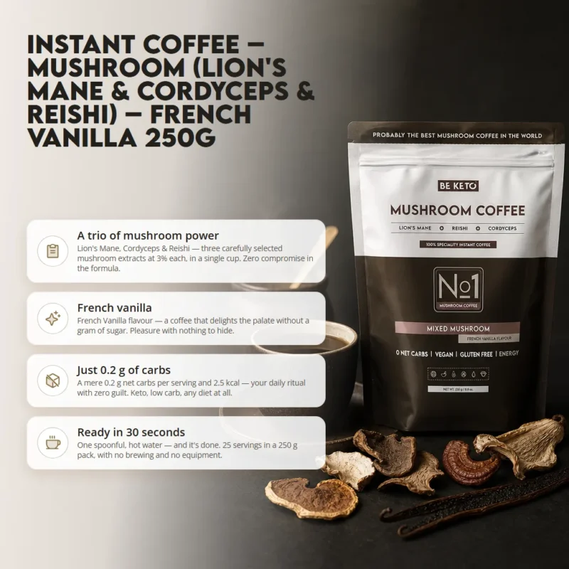 Instant Coffee – Mushroom (Lion’s Mane & Cordyceps & Reishi) – French Vanilla 250g