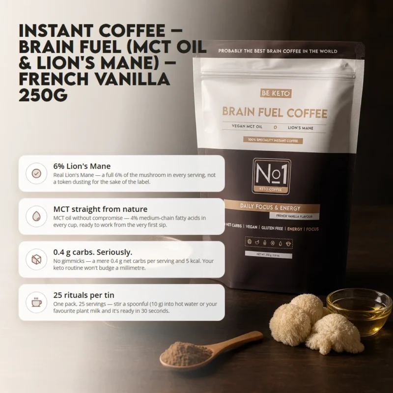 Instant Coffee – Brain Fuel (MCT Oil & Lion’s Mane) – French Vanilla 250g