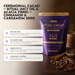 Ceremonial Cacao – Ritual (MCT Oil & Acacia Fibre) – Cinnamon & Cardamom 250g
