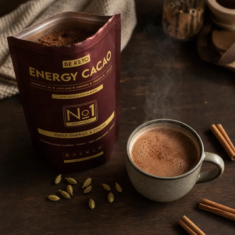 Ceremonial Cacao – Energy (MCT Oil & Lion’s Mane & Cordyceps) – Cinnamon & Cardamom 250g