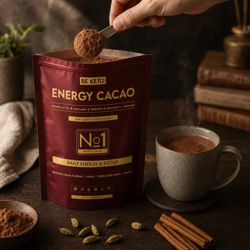 Ceremonial Cacao – Energy (MCT Oil & Lion’s Mane & Cordyceps) – Cinnamon & Cardamom 250g