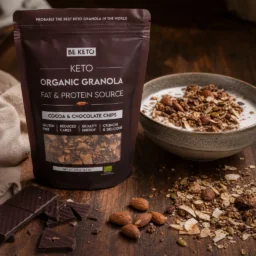 Keto Organic Granola – Cocoa & Chocolate Chips 250g – Lifestyle 1 Keto Organic Granola – Cocoa & Chocolate Chips 250g