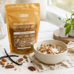 Keto Organic Granola – French Vanilla 250g – Lifestyle 2 Keto Organic Granola – French Vanilla 250g