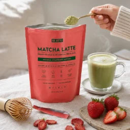 Keto Matcha Latte (MCT C8 Oil & Collagen & Ghee) – Natural Strawberry 250g – Lifestyle 1 Keto Matcha Latte (MCT C8 Oil & Collagen & Ghee) – Natural Strawberry 250g